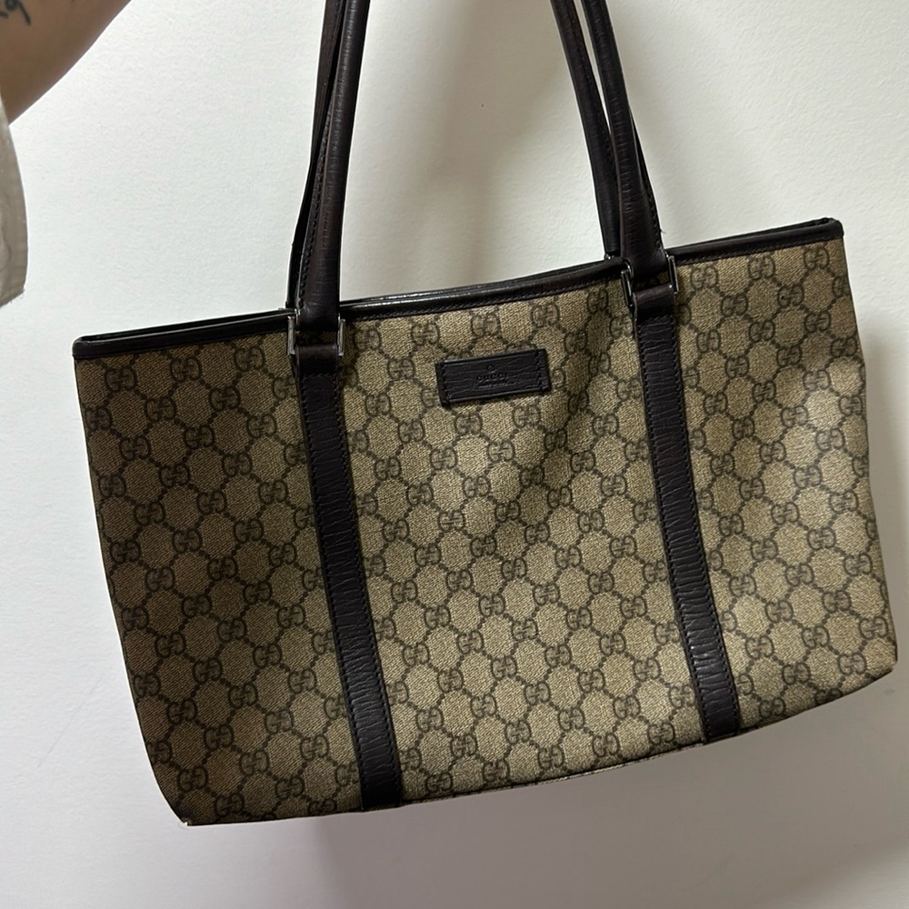 Gucci Beige and Dark Brown Tote Bag